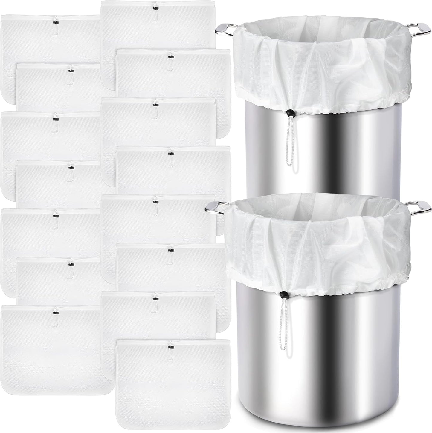 Chumia 10 Pack Brew Bags Reusable Extra Large 26 x 22'' Fine Mesh Strainer Cold Brew Filters Drawstring Cheese Cloth Straining Bags Wine Making Supplies for Fruit Cider Beer