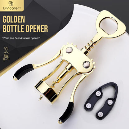 Wine Opener, Zinc Alloy Premium Wing Corkscrew Wine Bottle Opener with Multifunctional Bottles Opener, Upgrade
