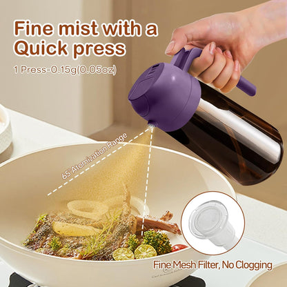 YARRAMATE 16oz/470ml Light Blocking Oil Sprayer for Cooking with Stickers, Food-Grade 2 in 1 Olive Oil Dispenser Bottle for Kitchen, Premium Dark Amber Glass Oil Bottle for Air Fryer, BBQ (Black)