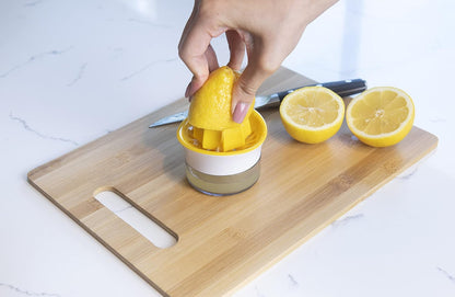 Joie Lemon and Lime Small Hand Juicer and Reamer, Built-In Measuring Cup, 1oz/30ml, Easy to Strain, Stores Leftover Juice, BPA-Free, Dishwasher Safe