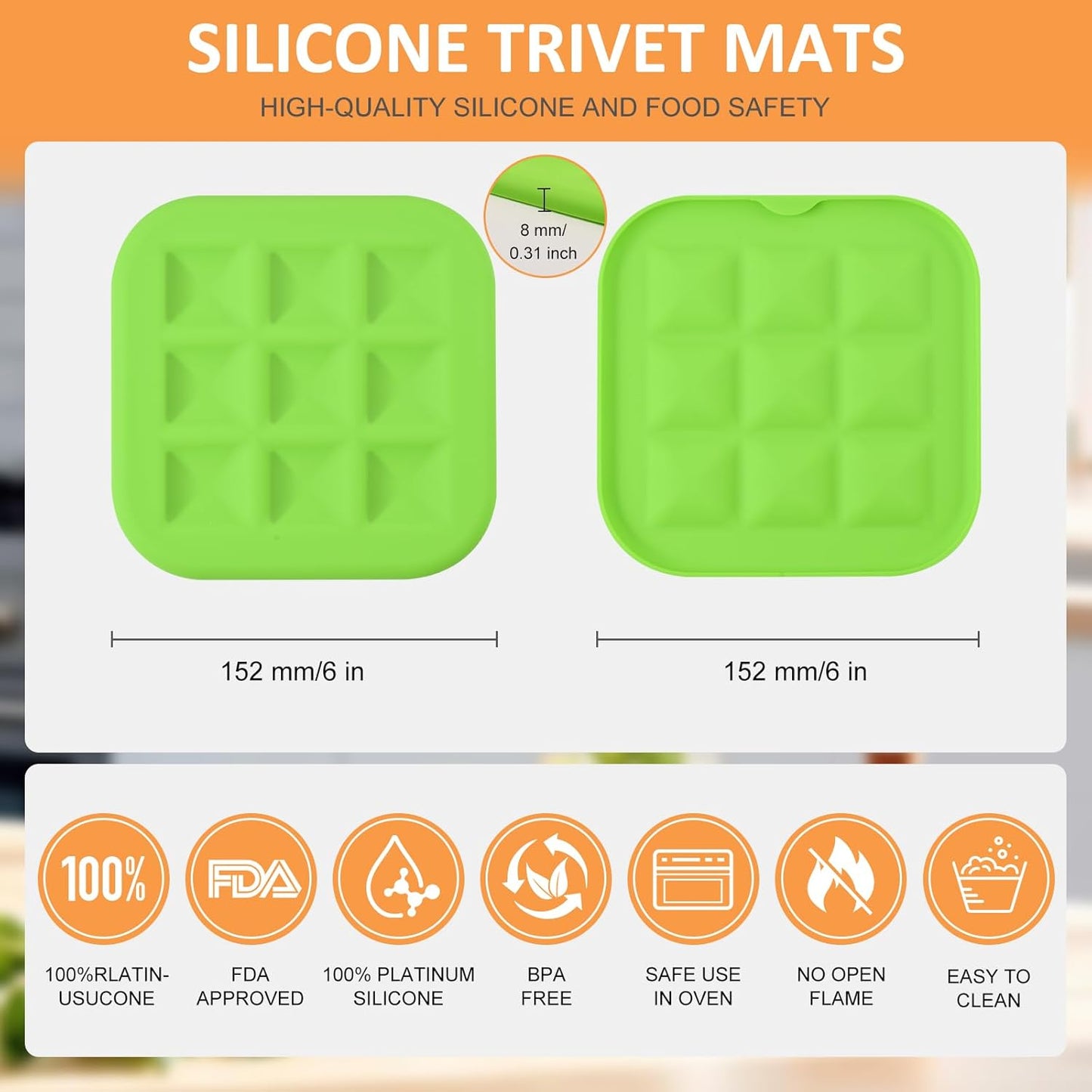 Silicone Trivet Mats 6 Pack Trivets for Hot Dishes Hot Pads for Kitchen, Trivets for Hot Pots and Pans,Heat-Resistant Non-Slip Dinner Plate Mat (Brown)