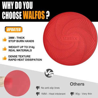 Walfos Silicone Trivet Mats - 4 Heat Resistant Pot Holders, Multipurpose Non-Slip Hot Pads for Kitchen Potholders, Hot Dishers, Jar Opener, Spoon Holder, Food Grade Silicone & BPA Free (Black)