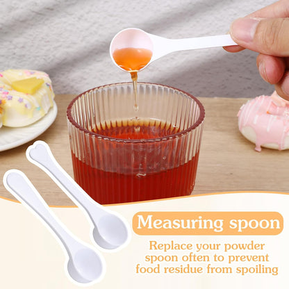 12pcs Plastic Teaspoon Measuring Spoons 5ml Bulk Reusable Scoop Measuring Spoons Long Handle Scoops for Coffee Spice Jars Small White Measurings Tablespoon Kitchen Cooking Tool for Baking