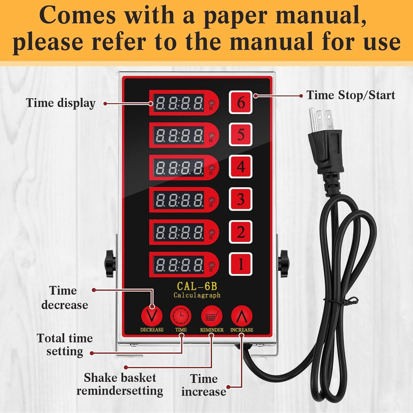 Relaxweex 1 Pack Commercial 8 Channel Digital Kitchen Timer, Multi-Countdown Timer with Loud Alarm & Large LCD Display, Wall Mount or Countertop for Restaurant, Fry Station, Baking & Lab Use
