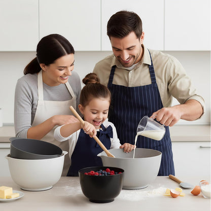 BoxedHome Green Ombre Nesting Plastic Mixing Bowl Set With Pour Spout, Microwave and Dishwasher Safe, BPA free Non-Slip Base, Set of 4 Size 1.7, 2.5, 3.5 and 4.5qt, Great for Prepping, Baking, Cooking