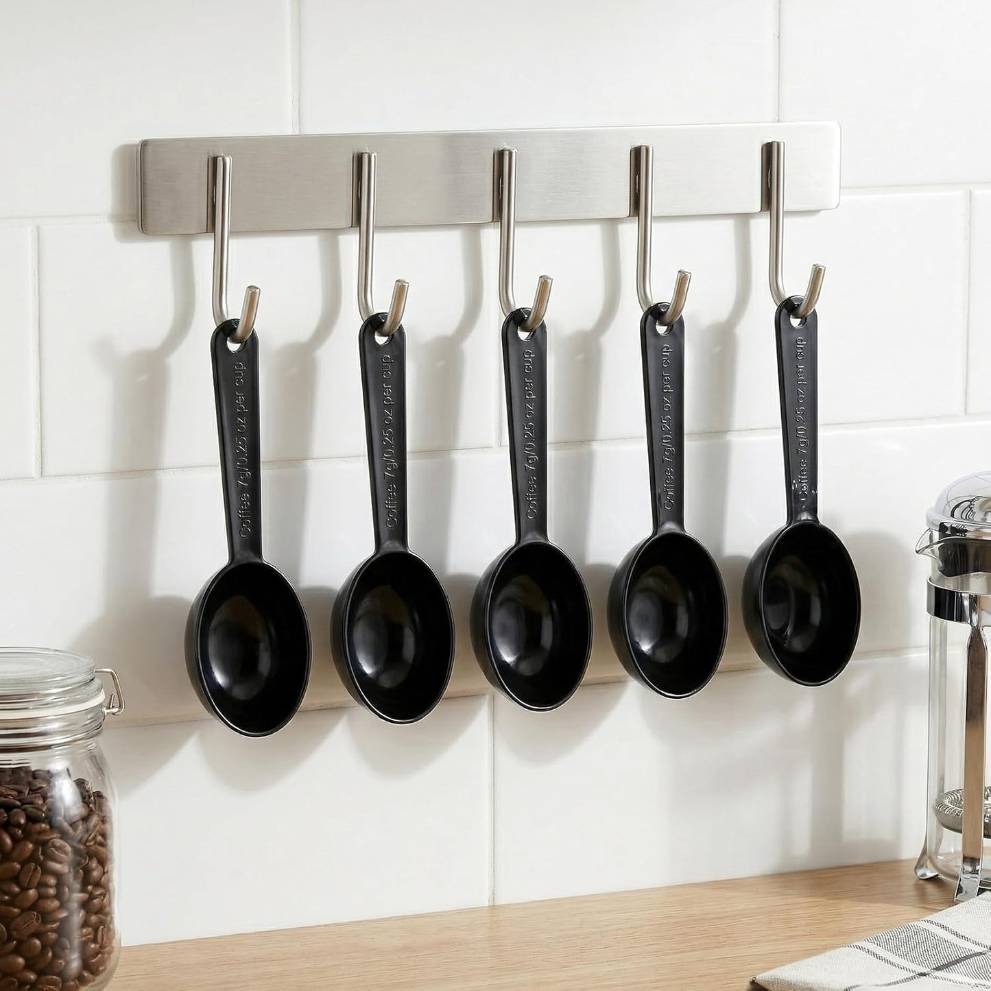 Small Scoops for Canisters, 5 Pack Plastic Coffee Measuring Scoop Table Spoons Measuring Spoon Short Handle Plastic Scoops for Coffee Loose Tea Protein Spices Other Dry Goods, Black 7g