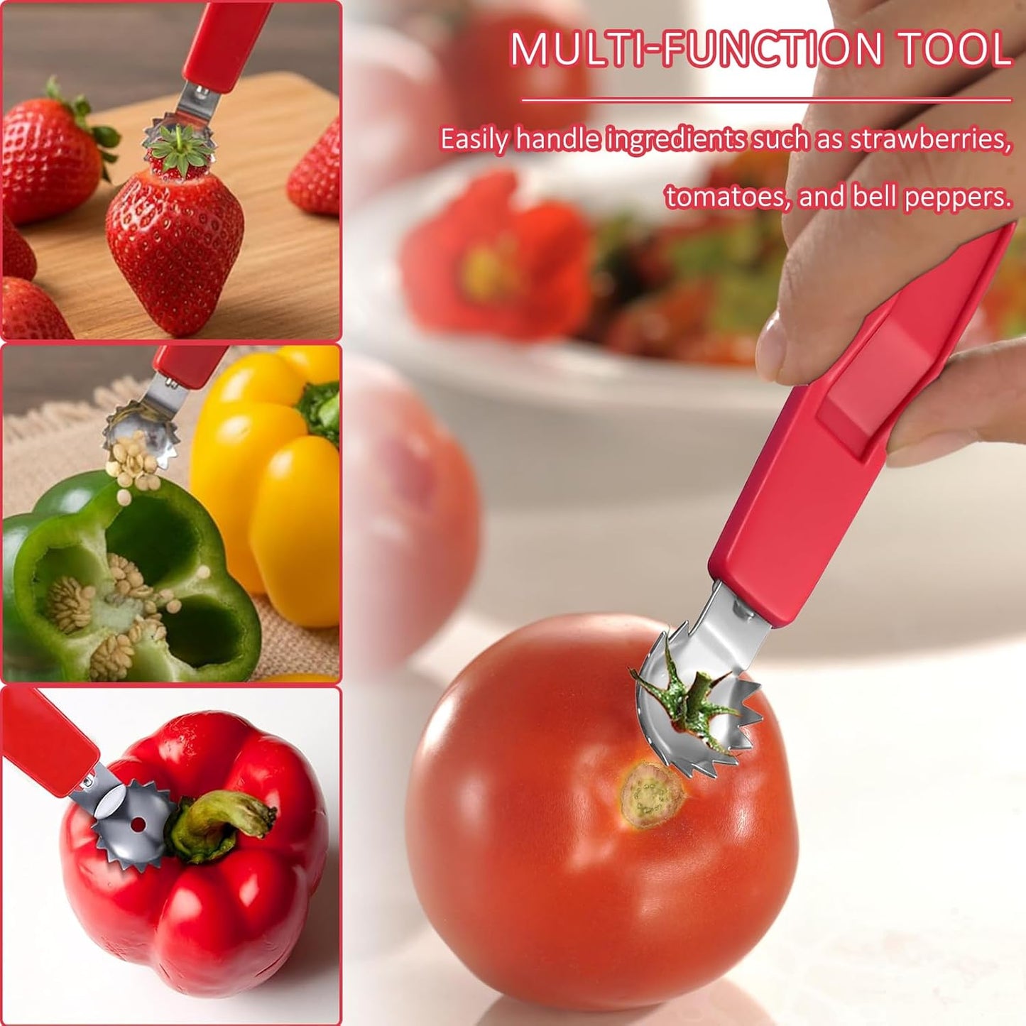 Tomato Corer Tool Strawberry Corer Tool,Stainless Steel Tomato Corer,Practical Kitchen Tools,For Tomato Strawberry,Dessert Making And Salad Making(5 Pcs)