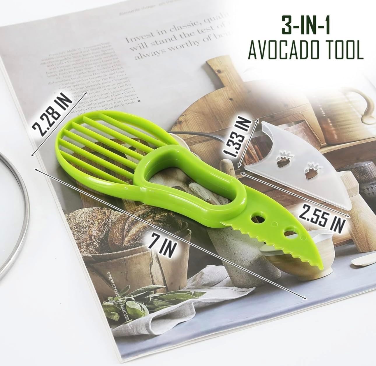 Avocado Peeler 3 in 1 Tool - Hassle-free Avocado Slicer, Pitter & Scooper - Kitchen Gadget for Hass Avocados - Easy to Use, Plastic Avocado Knife, Green - Must-Have Avocado Accessory!