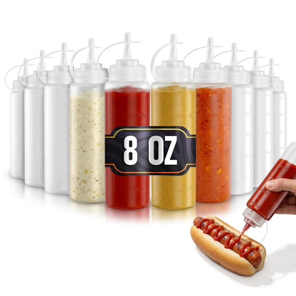 Set of 3 Inverted Condiment Squeeze Bottles 16 oz – Upgraded Design with Added Sealing Gaskets, Self-Closing Valve, Easy-to-Fill Clear Bottles for Sauces, Dressings, Ketchup, Mustard for Everyday Use