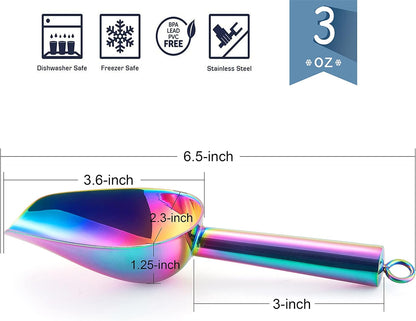 E-far Mini Scoop, 3 Ounce Stainless Steel Kitchen Utility Scoops, Ideal for Candy/Ice Cube/Flour/Sugar/Coffee Bean/Protein Powder, Food Grade & Anti Rust, Easy Clean & Dishwasher Safe (4 Pack)