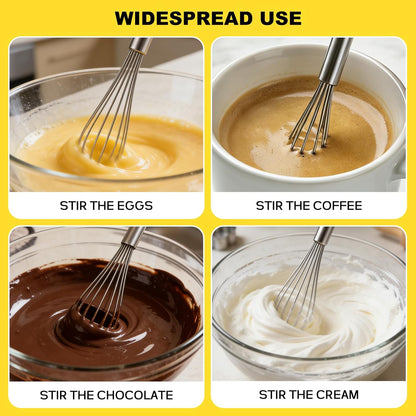 NileHome Stainless Steel Whisk 8" Hand Blender + 10" Semi-Automatic Rotary Kitchen Whisk Kitchen Wisk Wire Whisks for Cooking, Whisking, Blending, Beating, Stirring- 2 Pack...