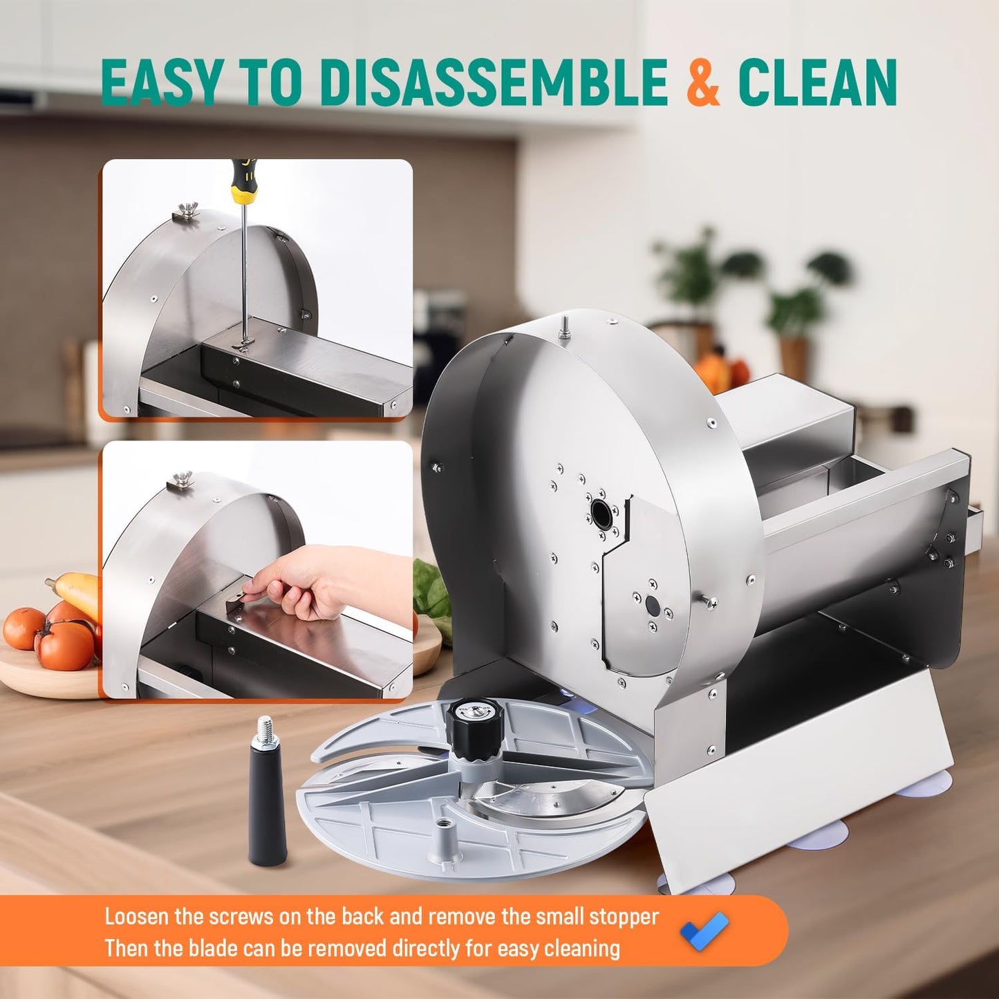 Newhai Electric Vegetable Slicer, Commercial Fruit Slicer 0-0.5'' Thickness Adjustable, Stainless Steel with Maual Mode & Complimentary Blades, for Potato Onion Tomato Lemon (110V)