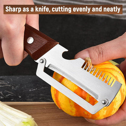 2PCS Premium Vegetable Peeler with Wooden Handle and Bottle Opener - Multifunctional Vegetable Peeler for Kitchen, Kitchen Gadgets Tool for Fruit Pumpkin Peeling Potato Carrot Veggie Peeler