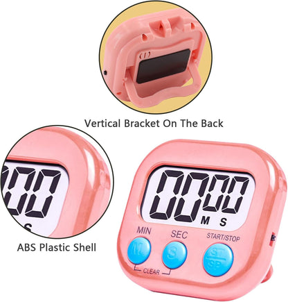 Small Digital Timer for Kitchen Cooking Baking Sports Office Meeting Multi-Function Count Up Countdown Magnetic Backing and ON/Off Switch Desk Electronic Timer (Black)