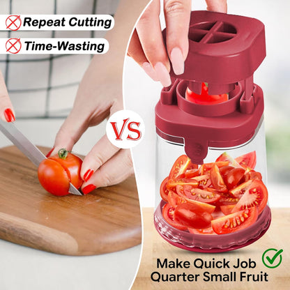 Small Fruit Cutter, Creative Strawberry & Grape Slicer, Quickly Making Fruit Vegetable Salad (Black)