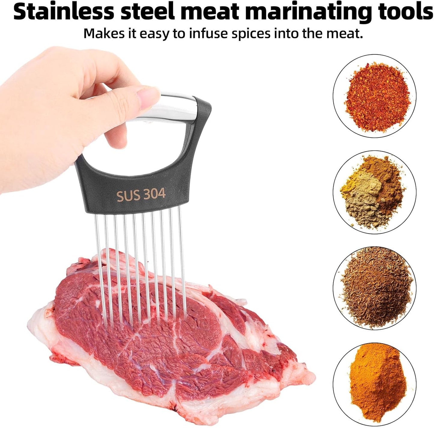 Onion Slicer Holder, Stainless Steel Vegetable Potato Tomato Chopper Cutter with Protective Case Practical Kitchen Must Haves Tool Utensils Gadgets Clearance for Slicing Vegetables Marinating Meat