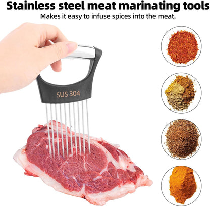 Onion Slicer Holder, Stainless Steel Vegetable Potato Tomato Chopper Cutter with Protective Case Practical Kitchen Must Haves Tool Utensils Gadgets Clearance for Slicing Vegetables Marinating Meat