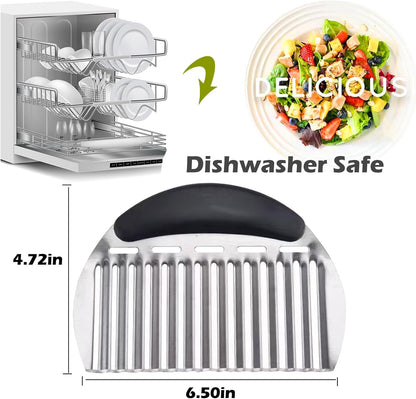 JAYVAR Large Crinkle Cutter for Potatoes, Stainless Steel Vegetable Crinkle Cutter, Versatile Vegetable Wavy Chopper for Fancy Edges, Onion Chopping Wavy French Fry Slicer Kitchen Dicer Gadget