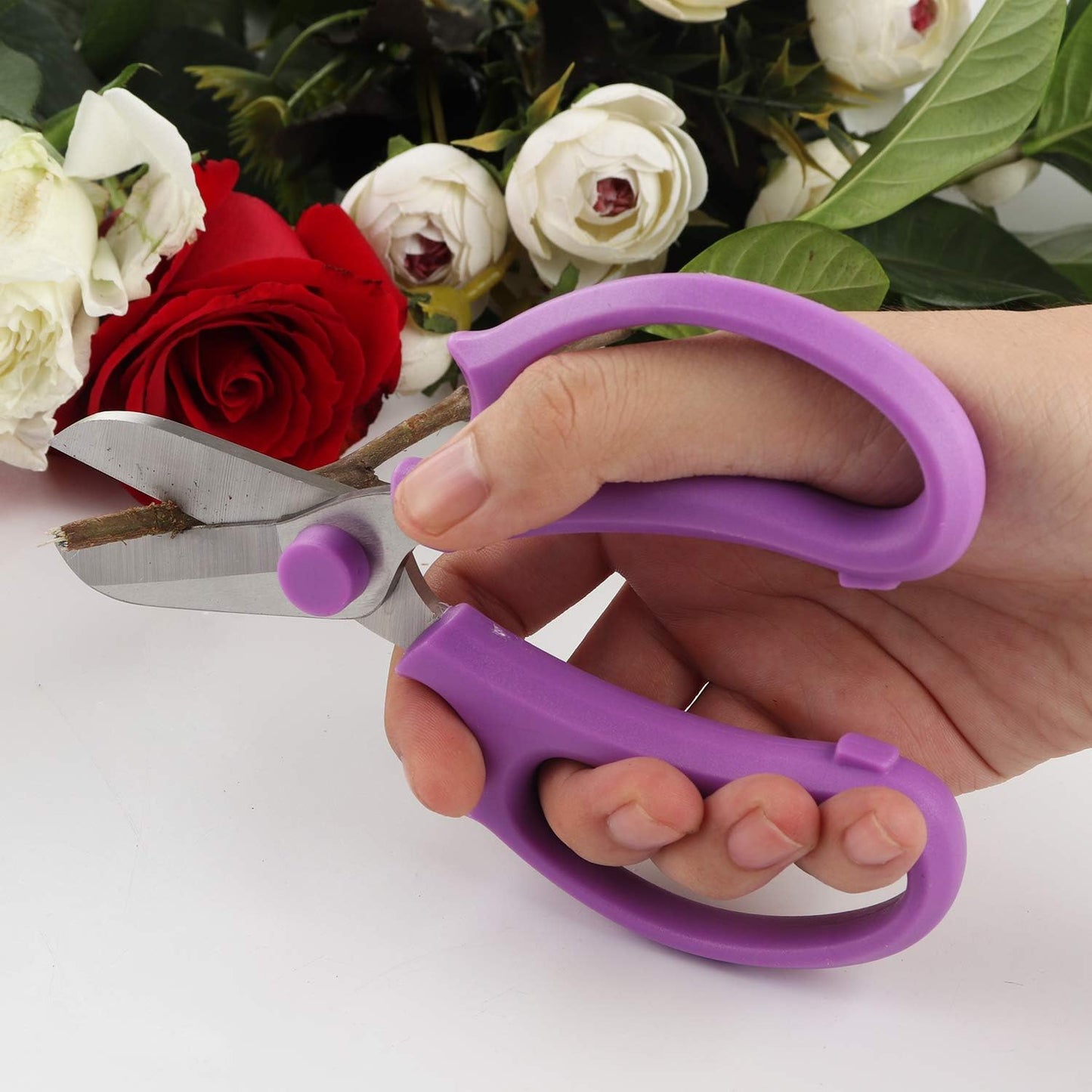 Garden Pruning Shears Scissors with Comfort Grip Handle, Premium Steel Professional Floral Scissors, Perfect for Arranging Flowers, Pruning, Trimming Plants, Gardening Tool (Pink)