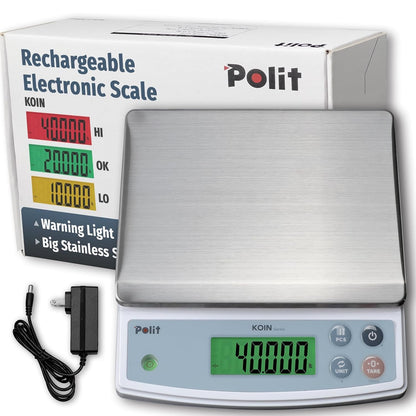 Polit Digital Kitchen Scale KT-66 30lb/13kg｜0.05oz/1g Precision Food Scale with LCD Display｜Battery or Plug-in｜Stainless Steel Top｜Grams, Ounces, Pounds｜5 Units for Baking, Farming & Shipping Scale