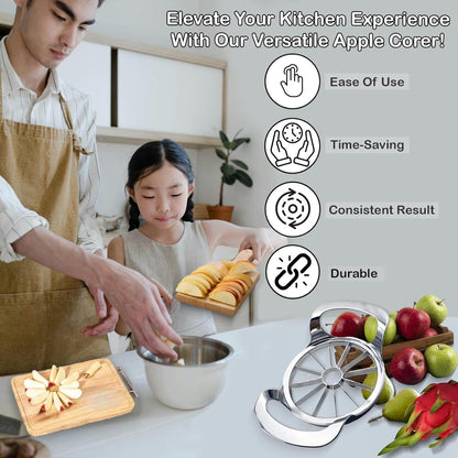 Apple Slicer and Corer - 12 Blade Extra Large, Stainless Steel Apple Cutter - Heavy Duty, Easy to Use, Kitchen Tool