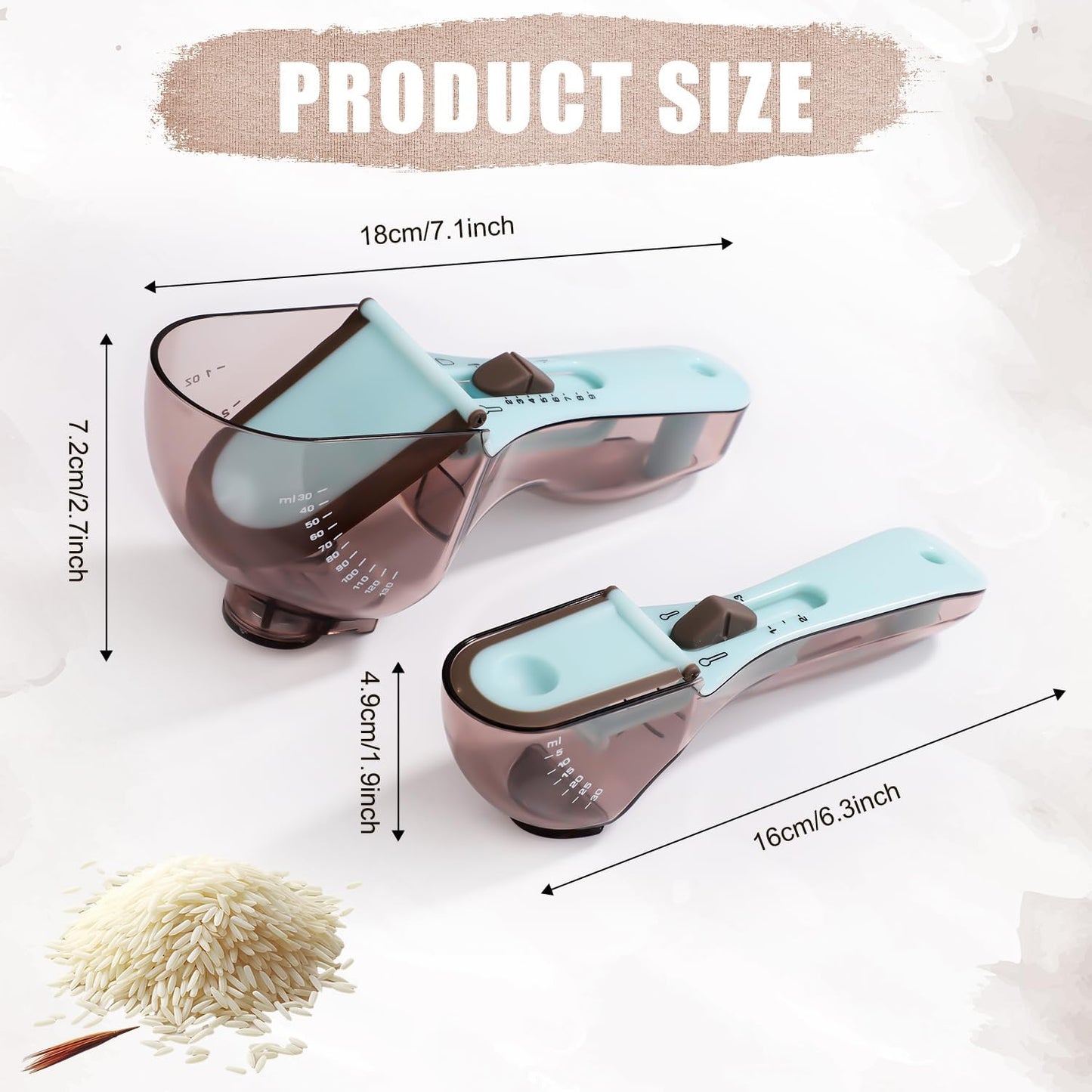 Adjustable Measuring Spoon Set, Small & Large All-in-One Measuring Spoons with Bottom Magnet Multiple-Use Measuring Cup for Kitchen Dry & Liquid Accurate Measurement