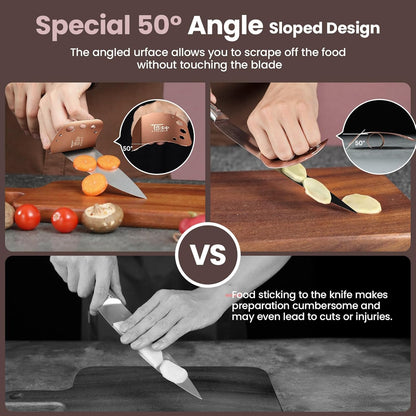 SYOKAMI Finger Guards for Cutting Food, Protects Women’s Fingers and Nails, Ideal Gift for Her, Mom or Wife, 2 Stainless Steel Finger Protectors with Herb Stripper, Adjustable Size