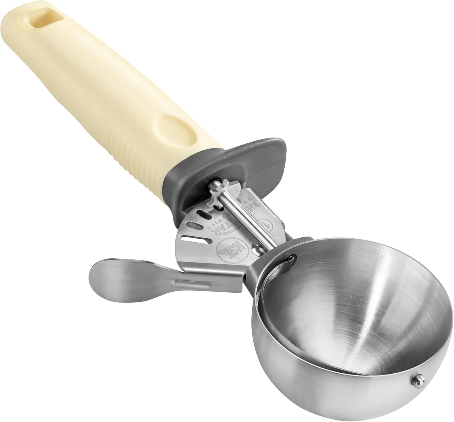 New Star Foodservice Commercial-Grade Thumb Press Food Disher/Ice Cream Scoop, #16, Blue Handle, 18-8 Stainless Steel, NSF Certified