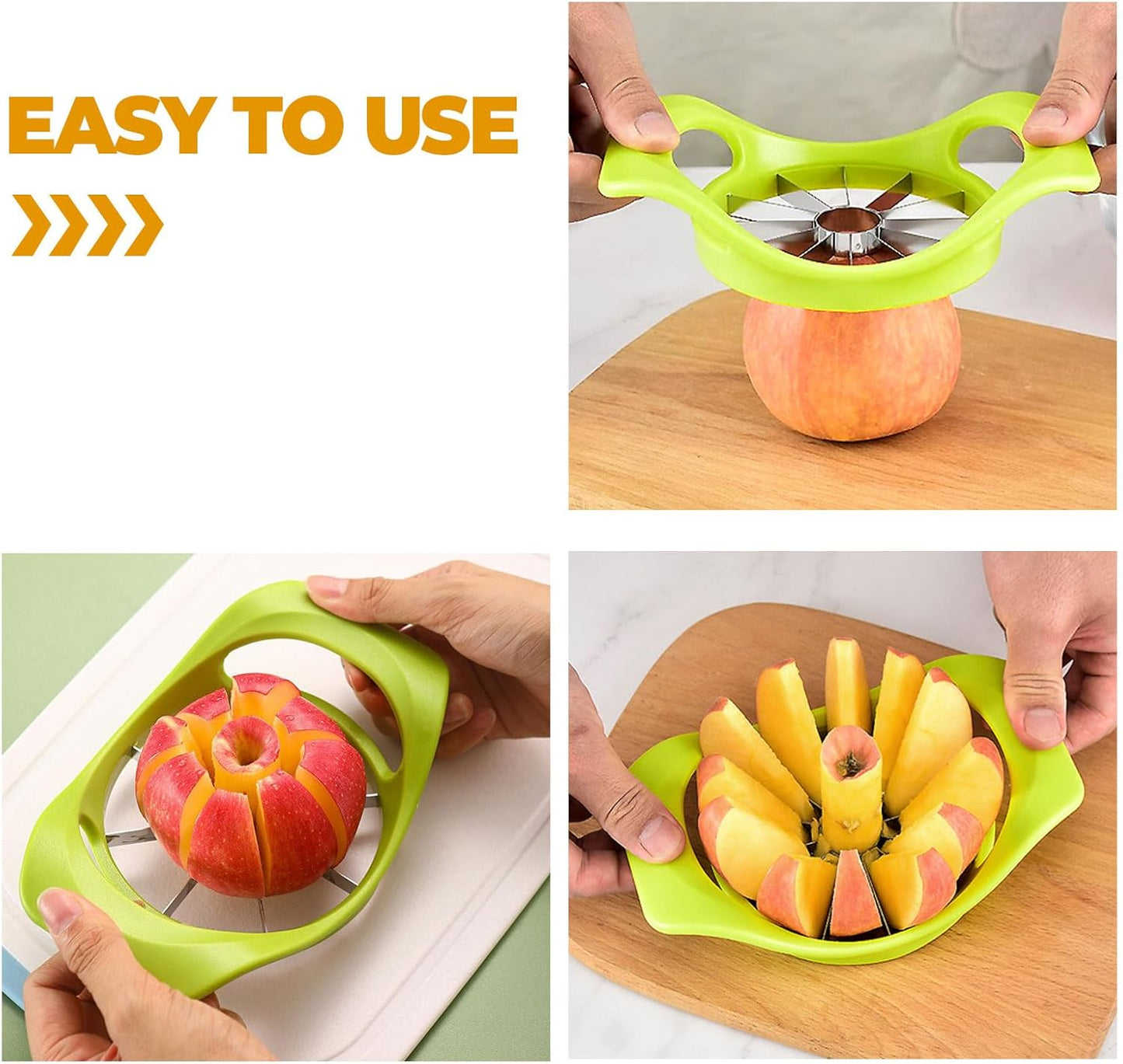 Fruit Cutter apple slicer Tool,12-Blade Fruit Corer,Anti-Slip Handle Easy to Use, Time-Saving, Stainless Steel Cutter and Divider For apple Tomato Orange Pear Pineapple kitchen gadgets
