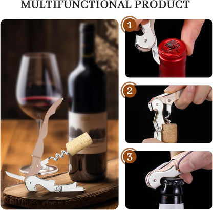HYZ 2-Pack Wine Opener Waiter Corkscrew, Professional Wine Key for Servers, Bartender, with Foil Cutter, Manual Wine Bottle Opener Double Hinged (Black)