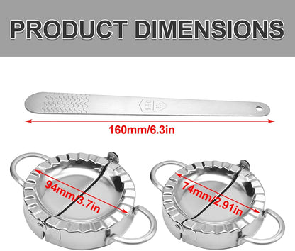 Stainless Steel Dumpling Maker Kit With Stuffing Spoon, Includes 2Pcs Small Dumpling Molds and 2 Large Ravioli Maker Press, Easy-tool for Dumpling Pastry Pie Making