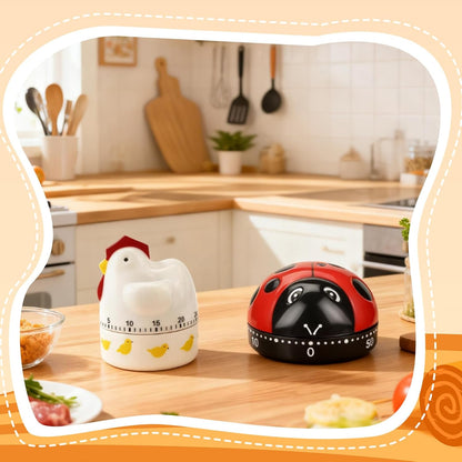 Amylove 4 Pieces Cute Kitchen Timer Animal Mechanical Manual Fox Raccoon Bear Wolf 60 Minutes Loud Alarm Egg Windup Timer for Adults Christmas Home Cooking Baking Fitness Beauty
