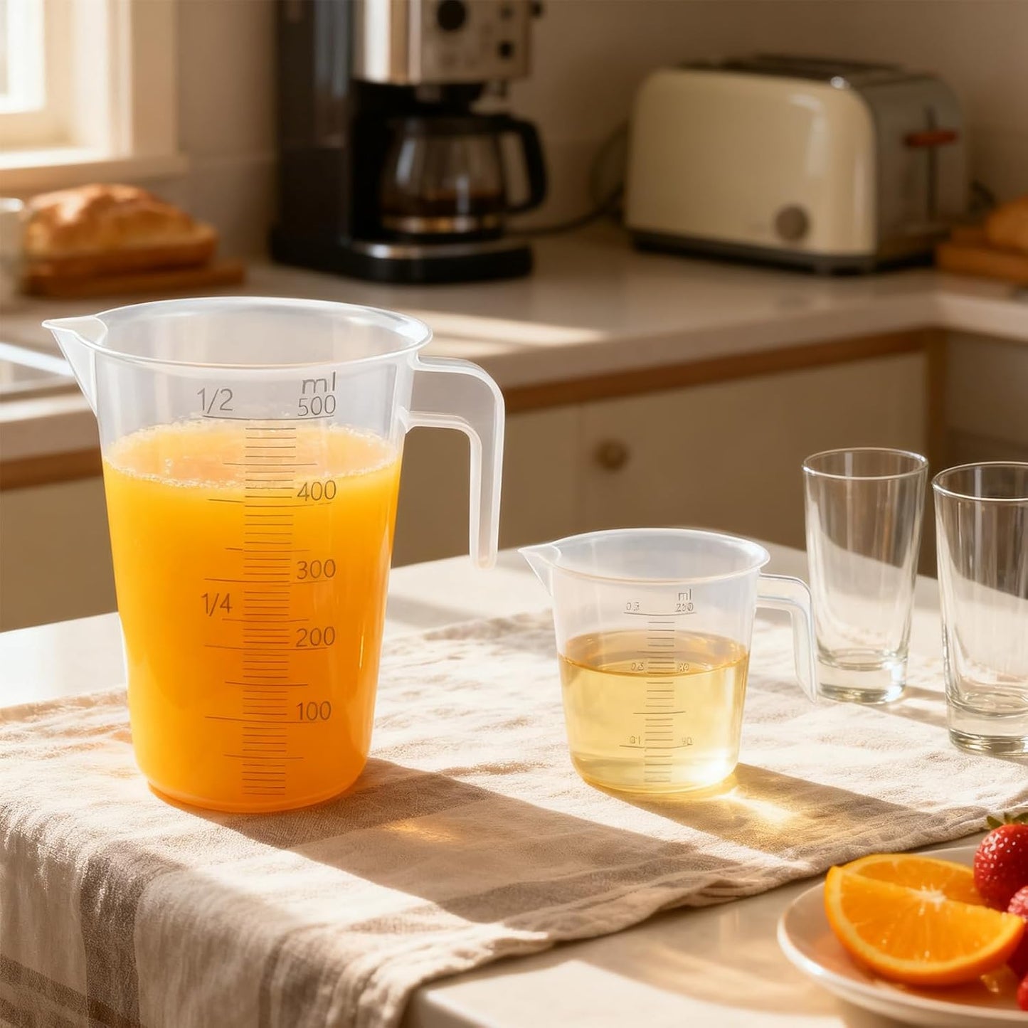 Multi-Purpose Measuring Cup Set - 1/2/4 Cup BPA-Free Unbreakable Plastic - Stackable Dishwasher Safe - Liquid/Solid Measurement - Kitchen Essential