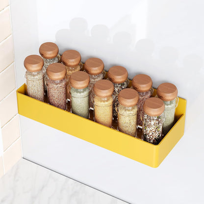 Mystozer Magnetic Spice Rack for Refrigerator, Kitchen Organizer and Storage Shelf, Black (4 Pack)…