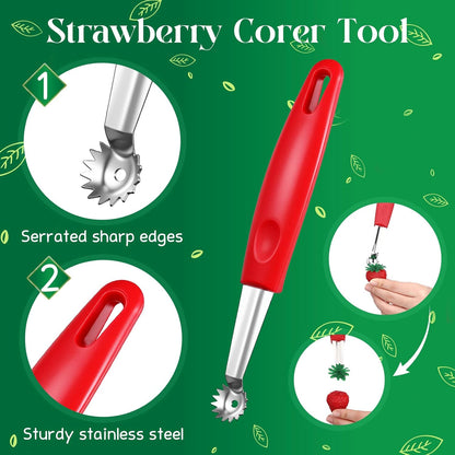 Willinglong 4 Pcs Tomato Corer Tool Strawberry Huller Tomato Stem Remover Stainless Steel Strawberry Huller Tool Fruit Vegetable Baller