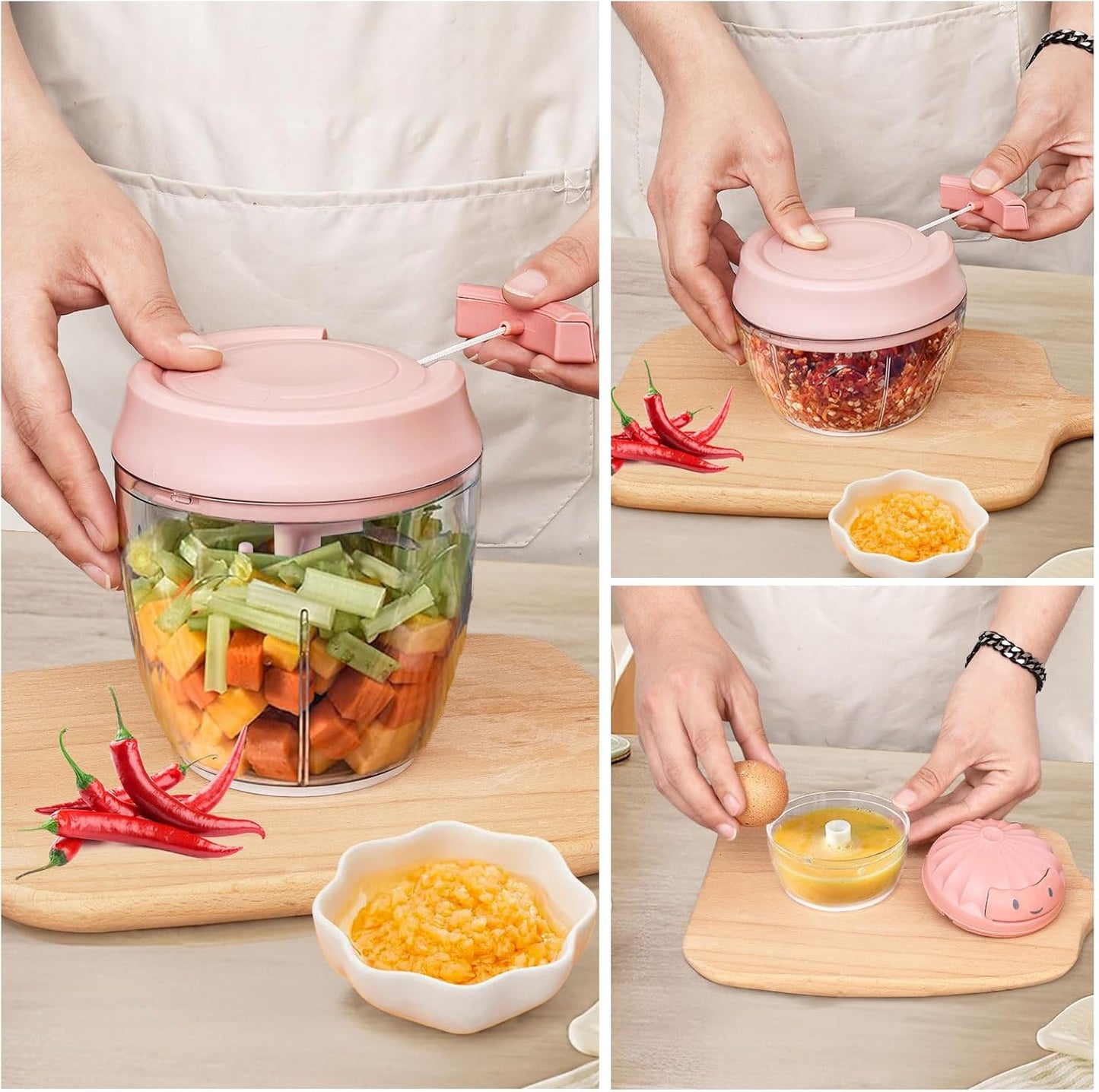 Garlic Chopper Mini Manual Hand Food Chopper for Kitchen Onion Dicer Crusher Garlic Mincer Blue 160ml