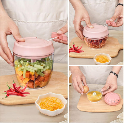 Garlic Chopper Mini Manual Hand Food Chopper for Kitchen Onion Dicer Crusher Garlic Mincer Blue 160ml