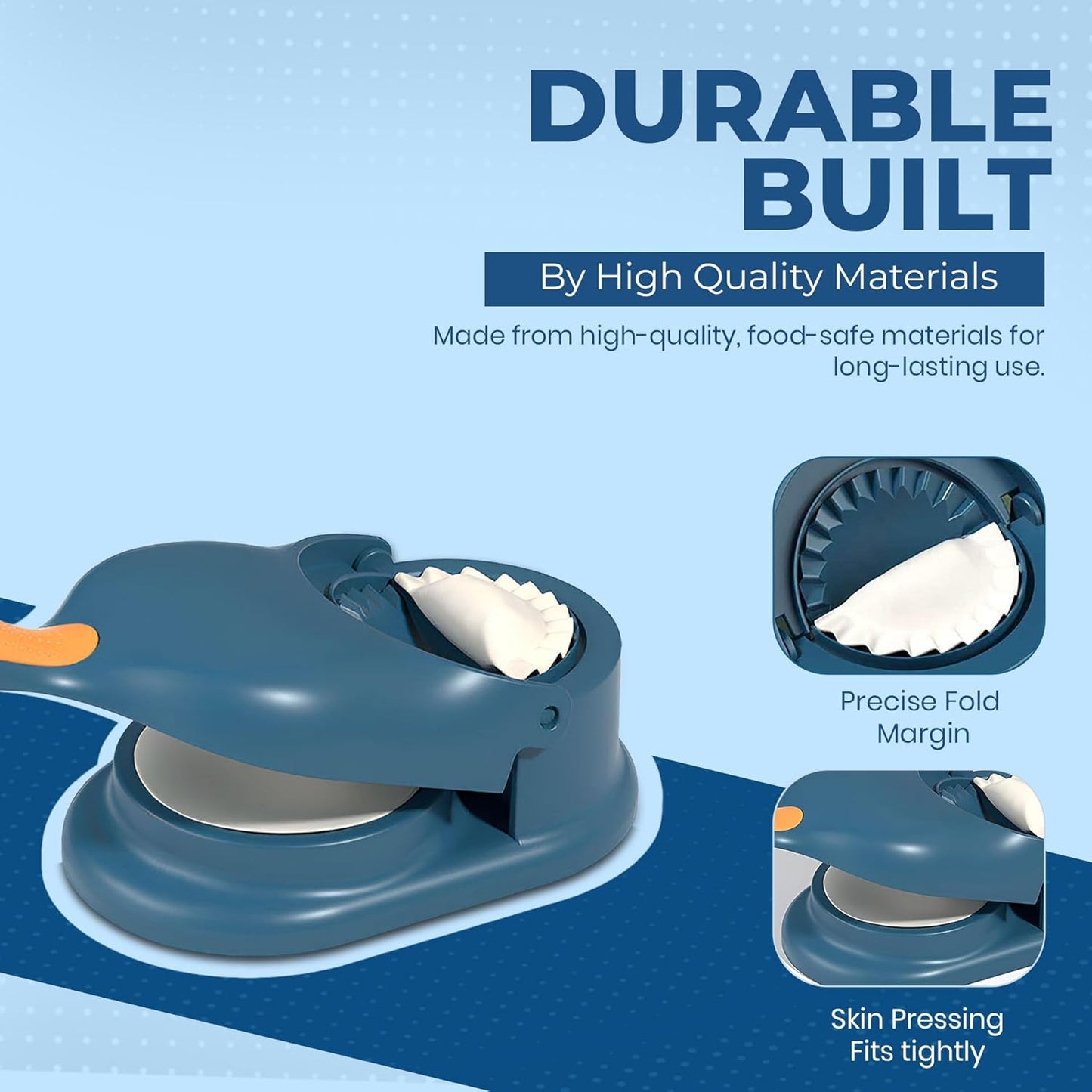 2 in 1 Dumpling Maker Press, Dumpling Skin Maker Machine, Multifunctional DIY Manual Empanada Press, Blue