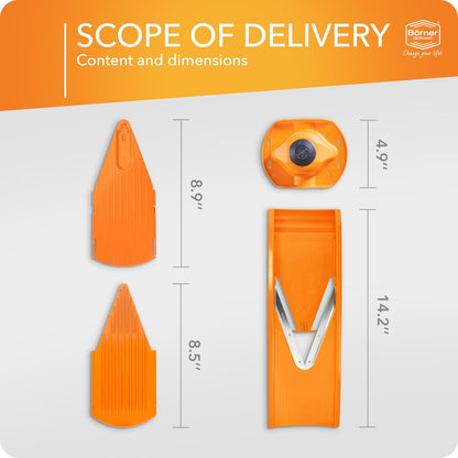 BORNER V Mandoline Slicer Kitchen V1 ClassicLine Starter Set | Vegetable Grater Börner - Quality Made in Germany, Color:Orange