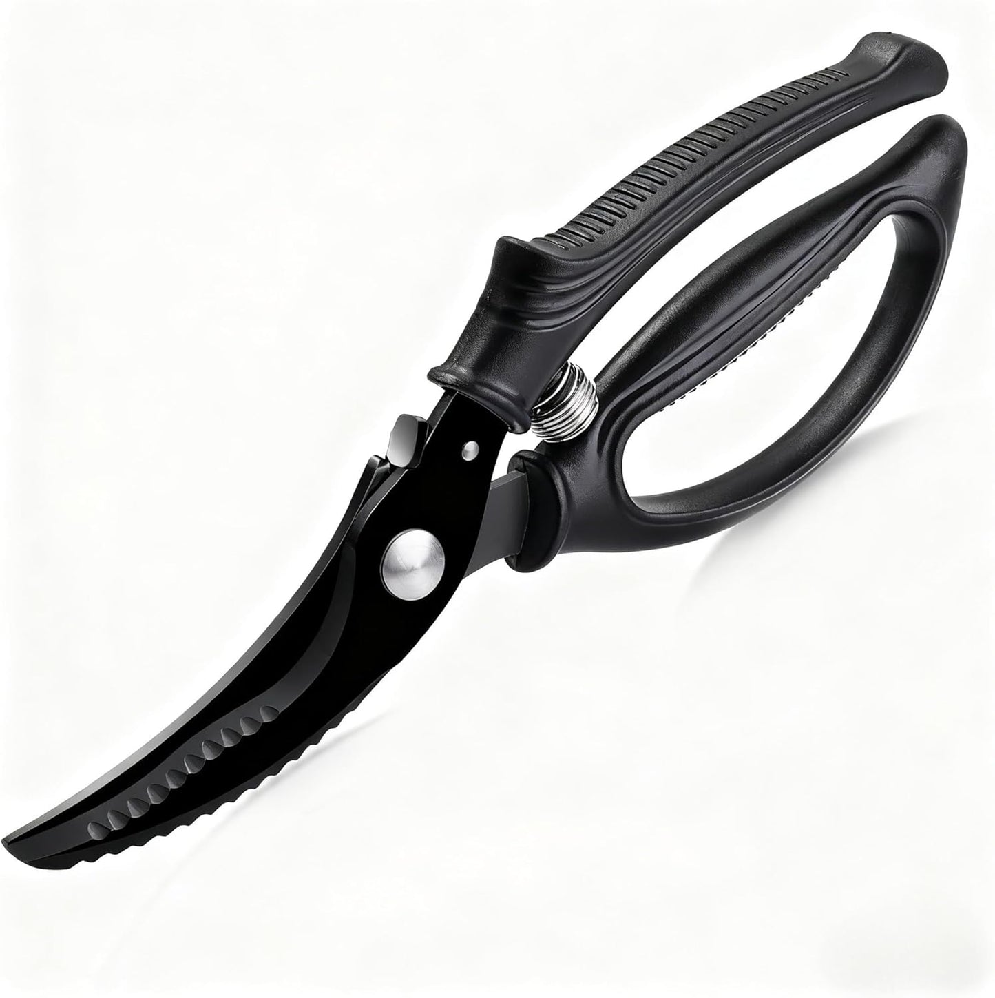 Poultry Shears, Kitchen Shears with Spring Loaded, Heavy Duty Poultry Scissors for Meat, Chicken,Turkey, Anti-Slip Handle,Safety Lock,Dishwasher Safe