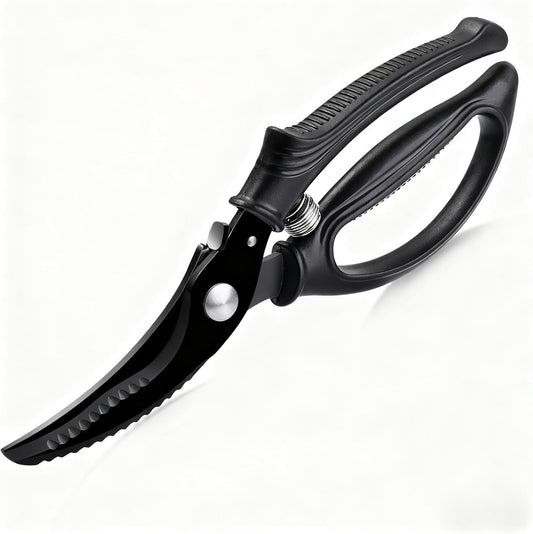 Poultry Shears, Kitchen Shears with Spring Loaded, Heavy Duty Poultry Scissors for Meat, Chicken,Turkey, Anti-Slip Handle,Safety Lock,Dishwasher Safe