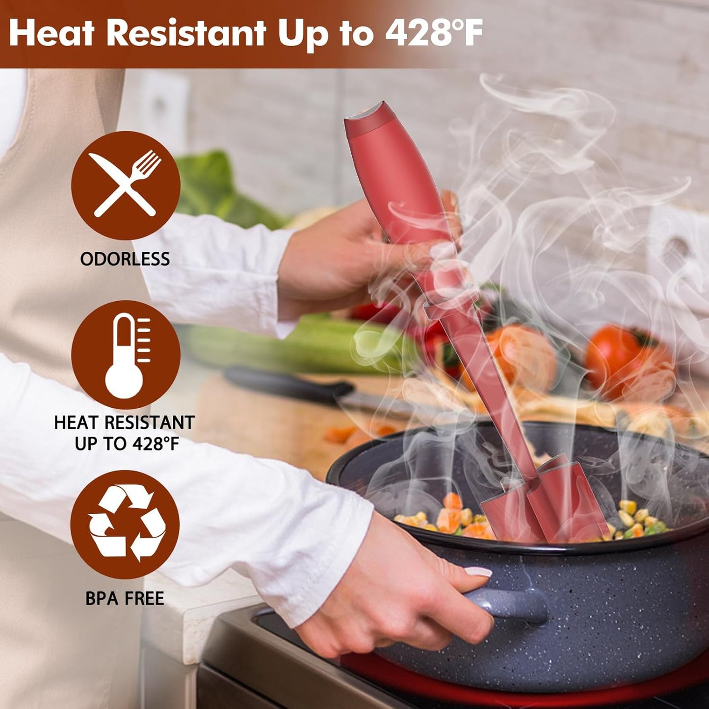 Upgrade Meat Chopper, Heat Resistant Meat Masher for Hamburger, Ground Beef Smasher, Nylon Hamburger Grinder Utensil for Ground Beef, Non Stick Mix Ground Chopper, Mix and Chop Potato Masher Tool
