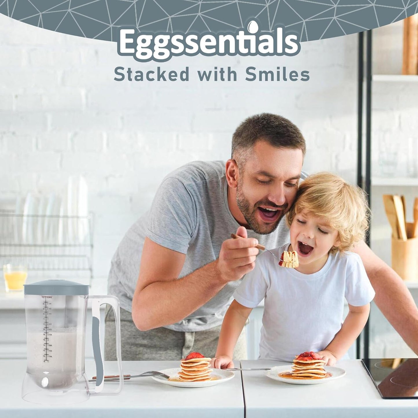 Eggssentials – Pancake Batter Dispenser, Batter dispenser with Squeeze Handle Mess-Free, Cupcakes, Waffles & More – Durable, Easy-Pour Pancake Dispenser Bottle for Smooth Baking