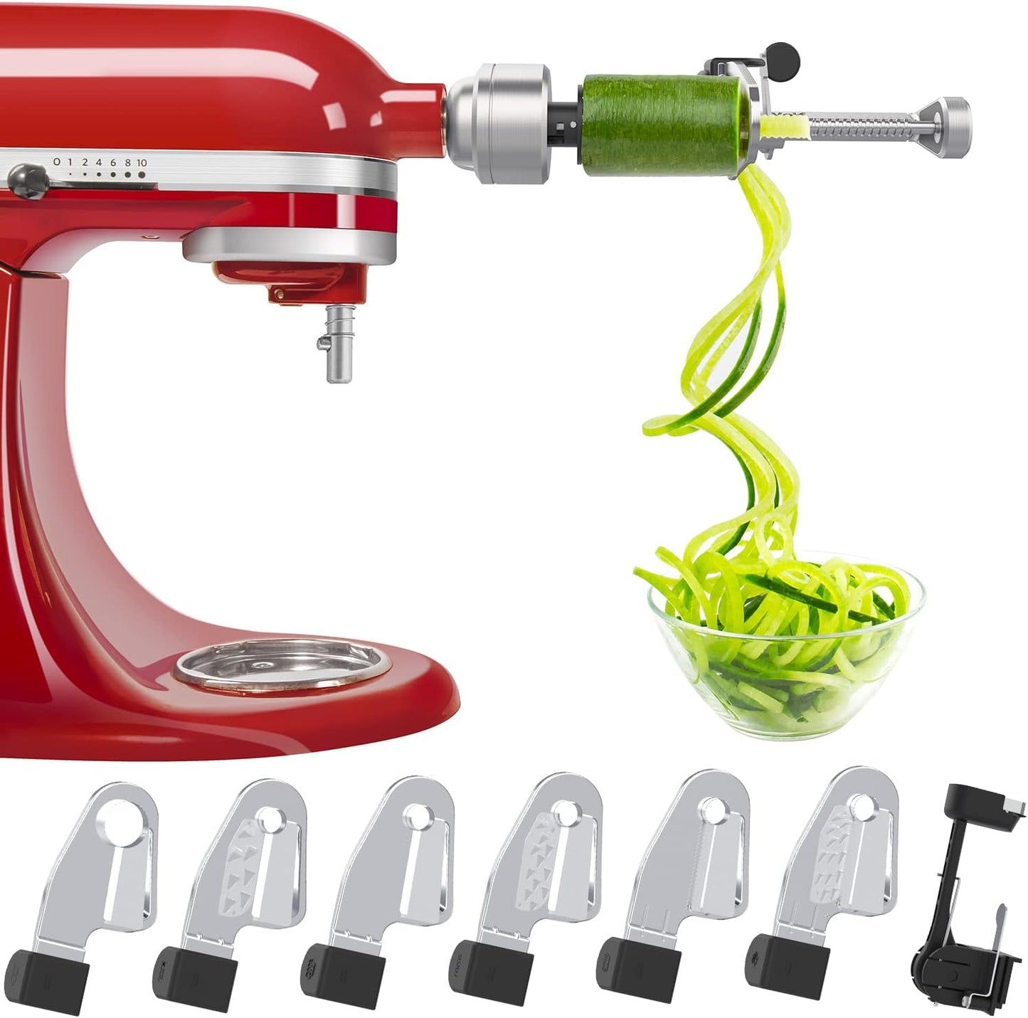 Spiralizer Attachment Compatible with KitchenAid Stand Mixer, Comes with Peel, Core and Slice, Not KitchenAid Brand Spiralizer Attachment (5 Blades)