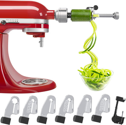 Spiralizer Attachment Compatible with KitchenAid Stand Mixer, Comes with Peel, Core and Slice, Not KitchenAid Brand Spiralizer Attachment (5 Blades)