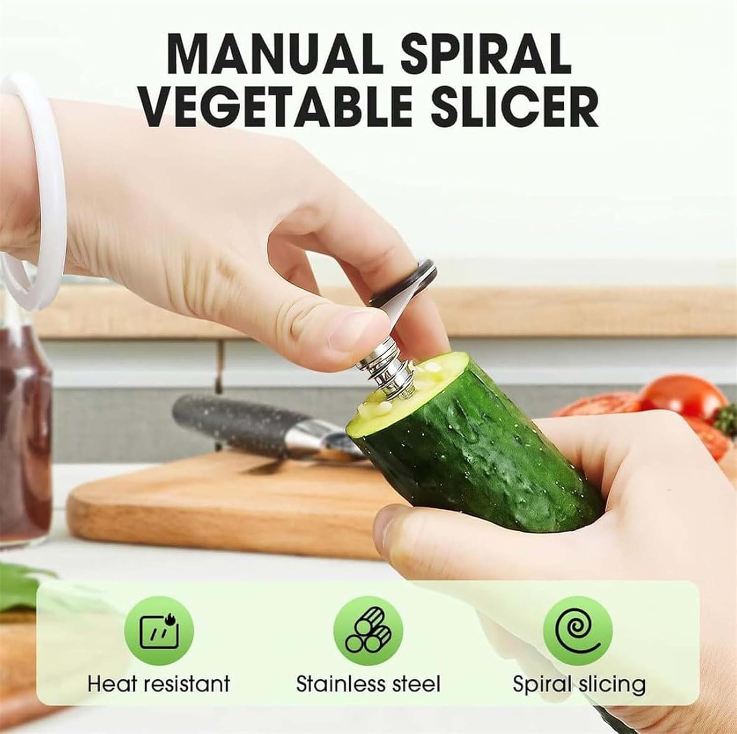 Potato Spiralizer, Spiral Slicer, Kitchen Spiralizer for Potatoes and Veggies Quick Uniform Spirals, Easy to Use and Clean, For Carrots Zucchini and Vegetables (3pcs)