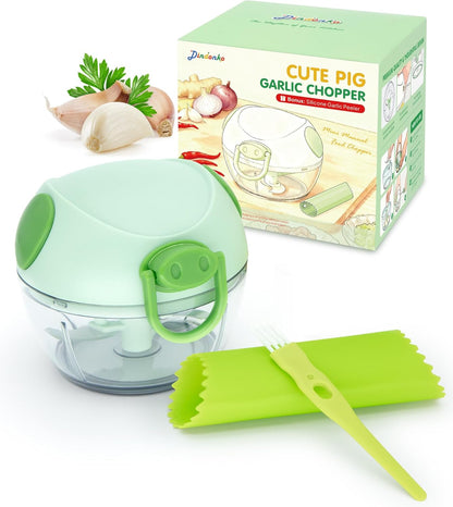 Multifunctional Vegetable Chopper & Manual Food Processor - Kitchen Gadgets with Food Chopper Container for Onion, Garlic, Veggies, Fruits, Nuts, Herbs