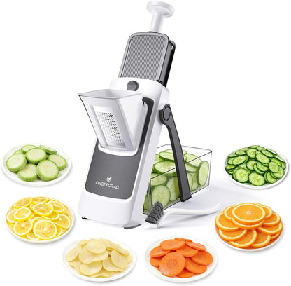 ONCE FOR ALL Safe Mandoline Slicer For Kitchen, Professional Vegetable Slicer For Food Potato Slices, Thickness Adjustable 0.1-8 mm Kitchen Artifact Fast Meal Prep (Green)