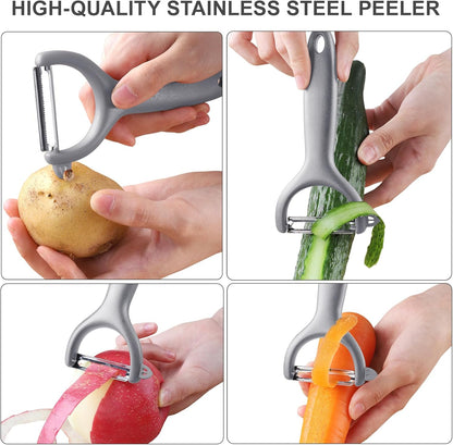 Safe Mandoline Slicer for Kitchen, 6 in 1 Vegetable Chopper, French Fry Cutter For Potatoes, Potato Slicer,Food Chopper,Adjustable Thickness 0.1-8 mm, With Peeler/Cleaning Brush (Black)