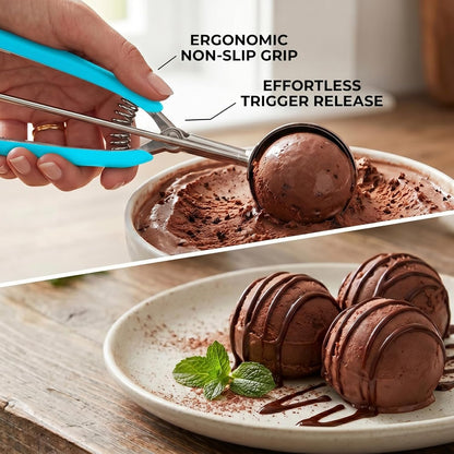 Ice Cream Scoop, 18/8 Stainless Steel Cookie Scoop, Cookie Scoops for Baking, 2 Tbsp/ 30 ml/ 1 oz Cookie Dough Scoop, Ice Cream Scooper with Trigger Release, Cookie Scooper for Baking